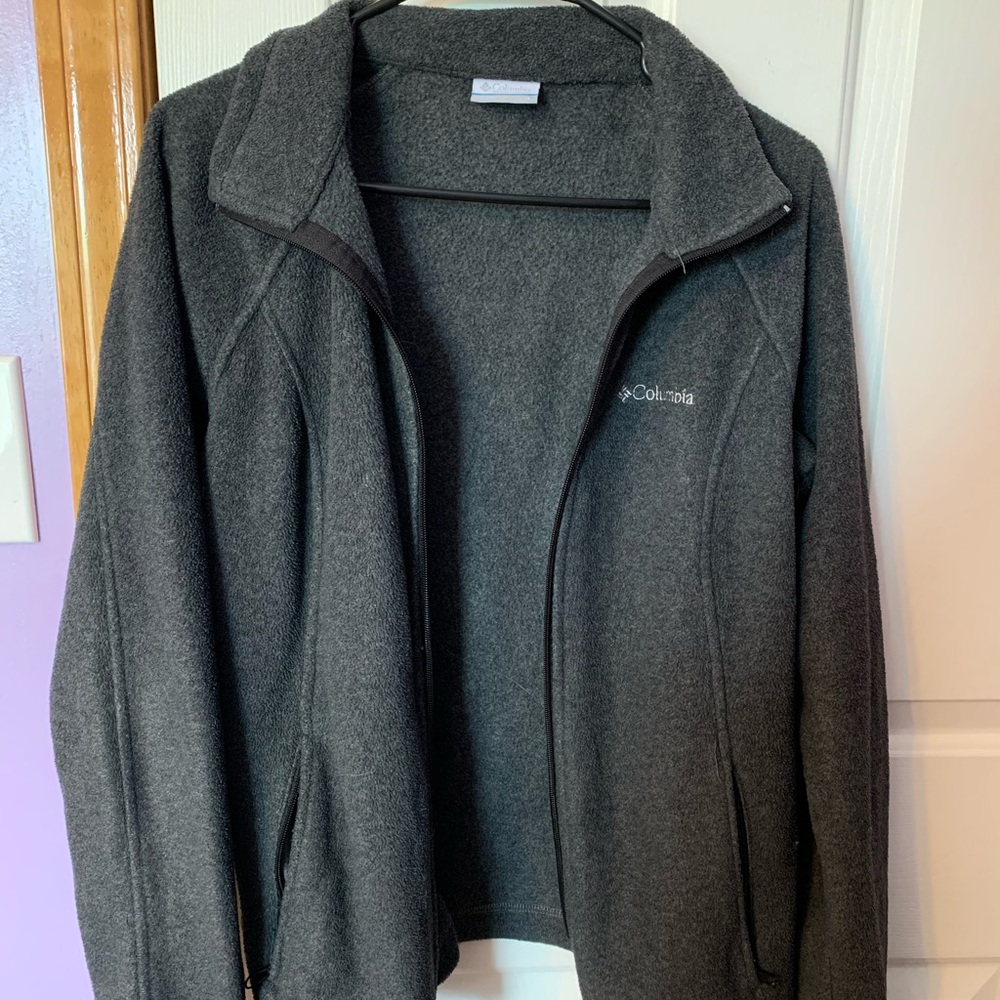 large dark grey Columbia zip up jacket